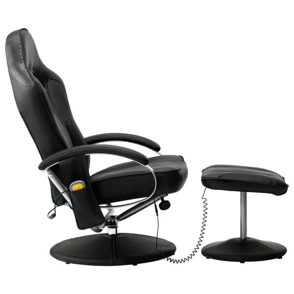 vidaXL Fauteuil de massage avec repose-pied noir similicuir