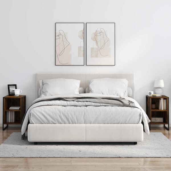 vidaXL Table de chevet Ch&ecirc;ne Fum&eacute; 39.5 x 30 x 50 cm Bois d'ing&eacute;nierie