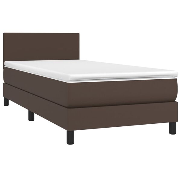 vidaXL Sommier &agrave; lattes de lit et matelas et LED Marron 90x190 cm