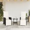vidaXL Chaises inclinables de jardin lot de 2 et table résine tressée