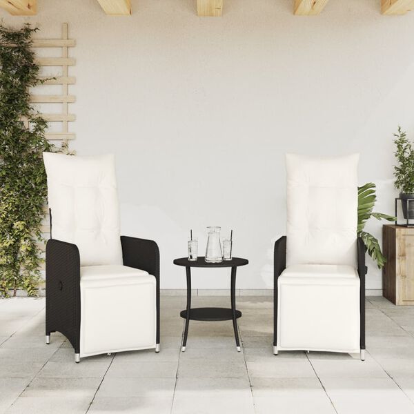 vidaXL Chaises inclinables de jardin lot de 2 et table résine tressée