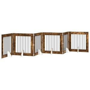 vidaXL Porte de chien pliable avec supports 6 pcs Ch&ecirc;ne fum&eacute; 482 cm