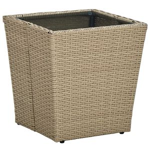 vidaXL Table &agrave; th&eacute; Beige 41,5x41,5x44cm R&eacute;sine tress&eacute;e et verre tremp&eacute;