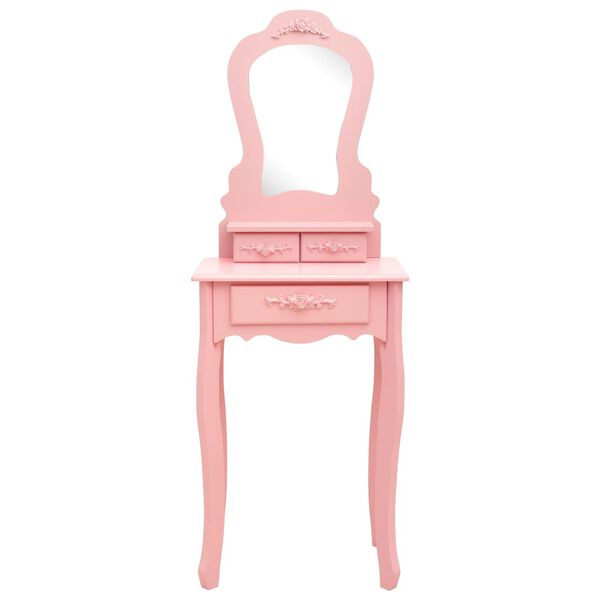 vidaXL Ensemble de coiffeuse avec tabouret Rose 50x59x136 cm Paulownia