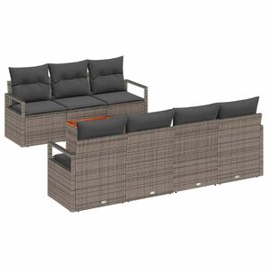 vidaXL Ensemble de canap&eacute; de jardin 7 pc Gris polyrotin