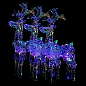 vidaXL D&eacute;corations de No&euml;l de renne 3 pcs 60x16x100 cm Acrylique