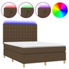 vidaXL Sommier &agrave; lattes de lit matelas et LED Marron fonc&eacute; 140x190 cm