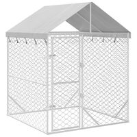 vidaXL Chenil d'extérieur pour chiens avec toit argenté 2x2x2,5 m