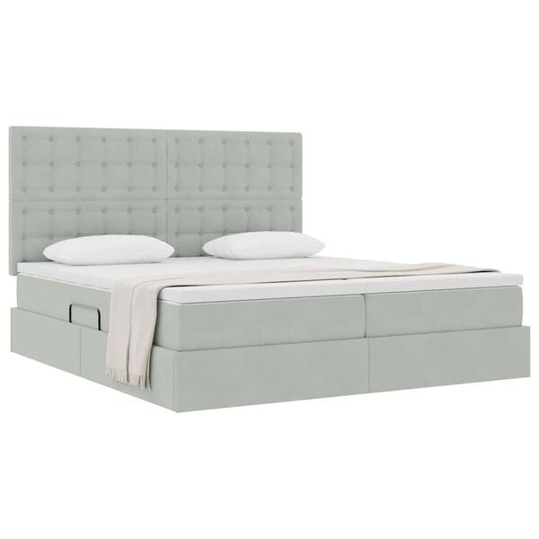 vidaXL Lit de Rangement avec matelas Gris clair 180 x 200 cm Velours