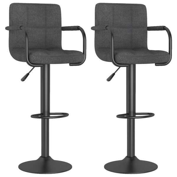 vidaXL Tabourets de bar lot de 2 gris foncé tissu