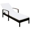 vidaXL Chaise longue avec coussin R&eacute;sine tress&eacute;e Marron