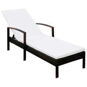 vidaXL Chaise longue avec coussin R&eacute;sine tress&eacute;e Marron