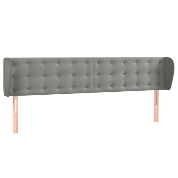 vidaXL Tête de lit avec oreilles Gris clair 183x23x78/88 cm Velours