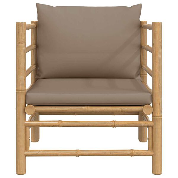 vidaXL Canapé de jardin avec coussins taupe bambou