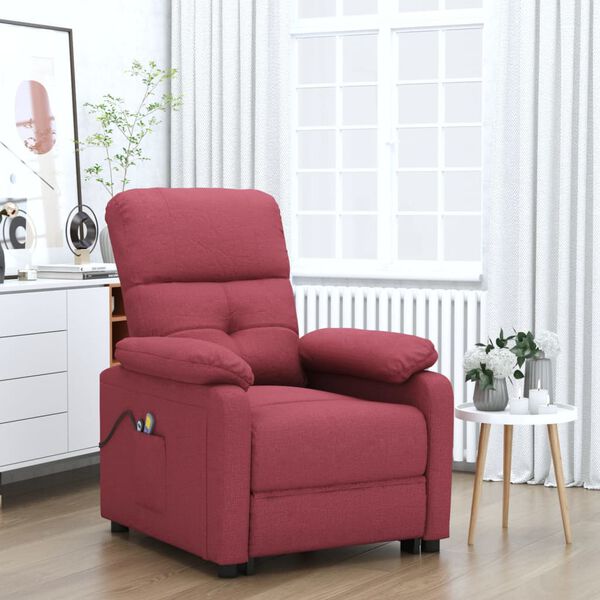 vidaXL Fauteuil électrique de massage Bordeaux Tissu