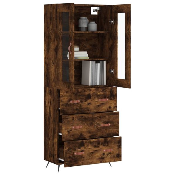 vidaXL Buffet haut Ch&ecirc;ne fum&eacute; 69,5x34x180 cm Bois d'ing&eacute;nierie