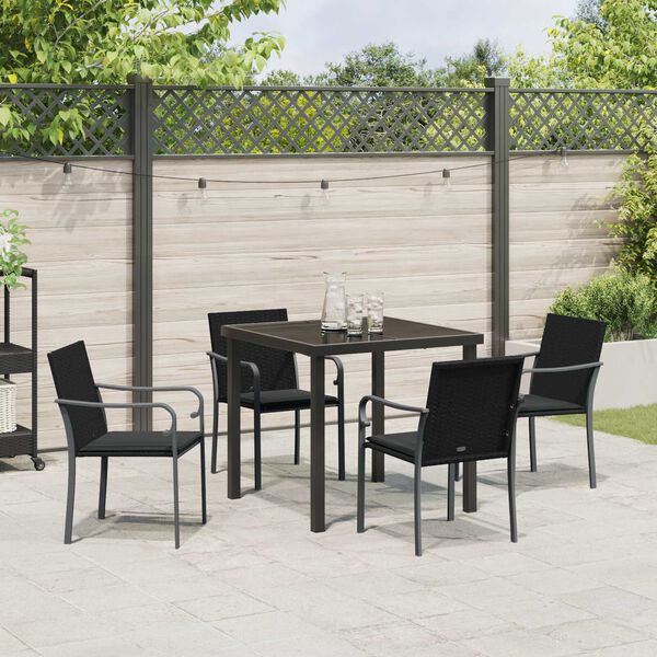 vidaXL Ensemble de salle à manger pour jardin 5 pcs Noir Poly rotin