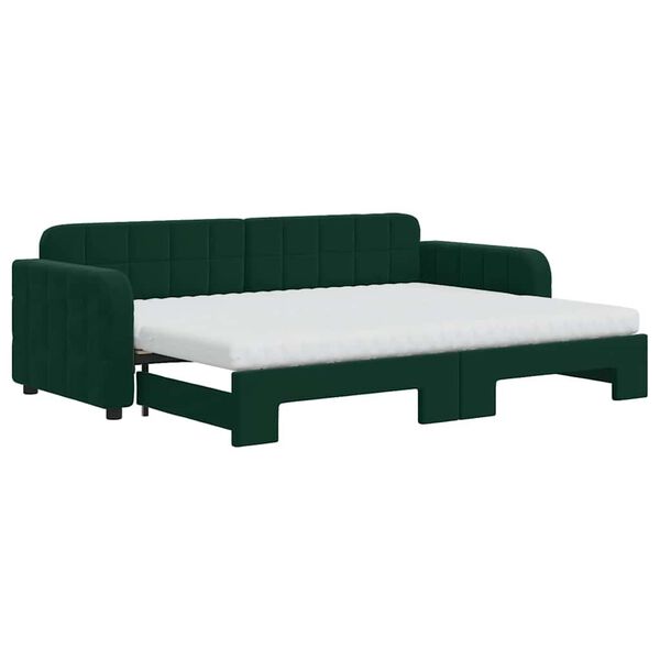 vidaXL Lit de jour avec gigogne et matelas vert foncé 80x200cm velours