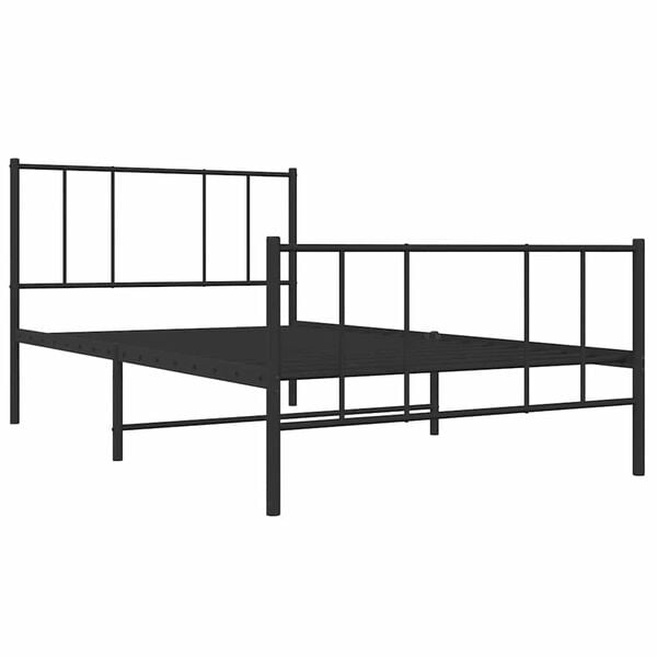 vidaXL Cadre de lit m&eacute;tal sans matelas avec pied de lit noir 90x190 cm