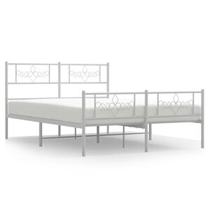 vidaXL Cadre de lit m&eacute;tal sans matelas et pied de lit blanc 120x190 cm