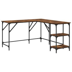 vidaXL Bureau ch&ecirc;ne fum&eacute; 139x139x75 cm bois d'ing&eacute;nierie