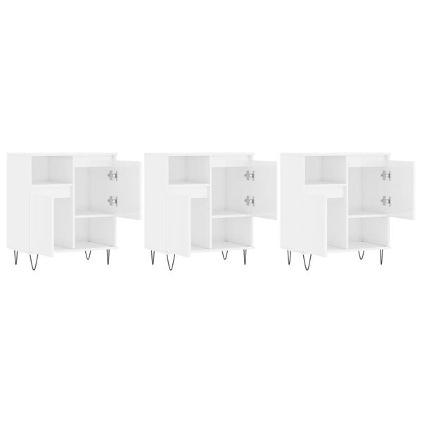vidaXL Buffets 3 pcs blanc brillant bois d'ing&eacute;nierie