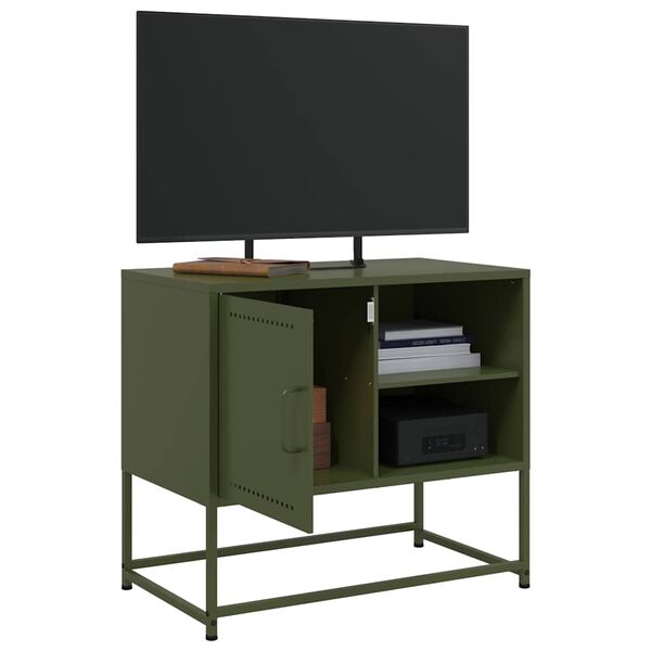 vidaXL Meuble TV vert olive 68x39x60,5 cm acier
