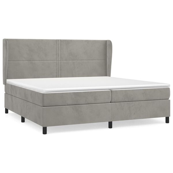 vidaXL Sommier &agrave; lattes de lit et matelas Gris clair 200x200cm Velours