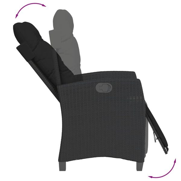 vidaXL Ensemble &agrave; manger de jardin 9pcs coussins noir r&eacute;sine tress&eacute;e