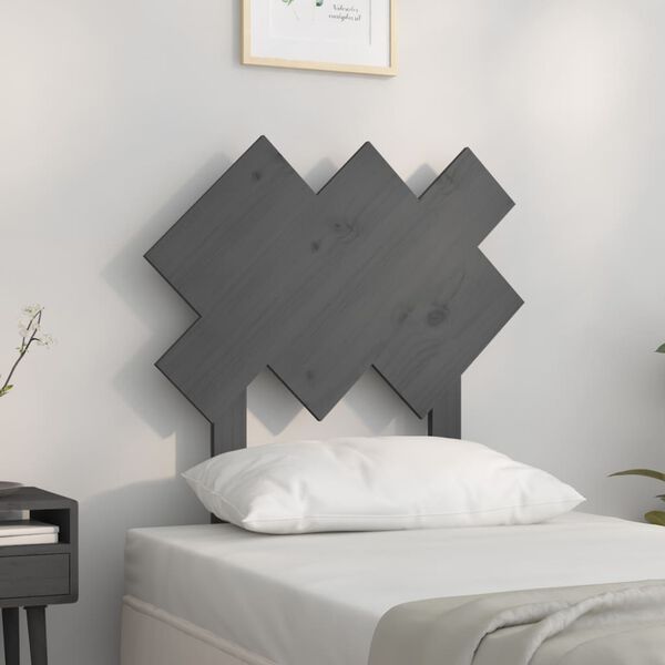 vidaXL T&ecirc;te de lit Gris 72,5x3x81 cm Bois massif de pin