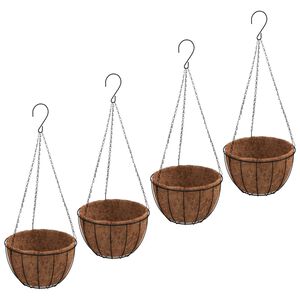 vidaXL Jardini&egrave;res suspendues 4 pcs avec doublure coco Noir &Oslash; 30x52 cm
