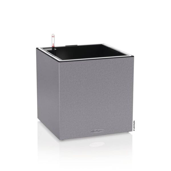 LECHUZA Jardini&egrave;re CANTO Stone 40 LED Low ALL-IN-ONE 40x40 cm