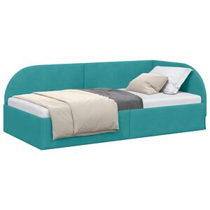 vidaXL Cadre de lit d'angle Turquoise 90 cm x 190 cm Velours