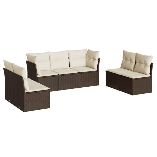 vidaXL Salon de jardin avec coussins 7 pcs marron r&eacute;sine tress&eacute;e