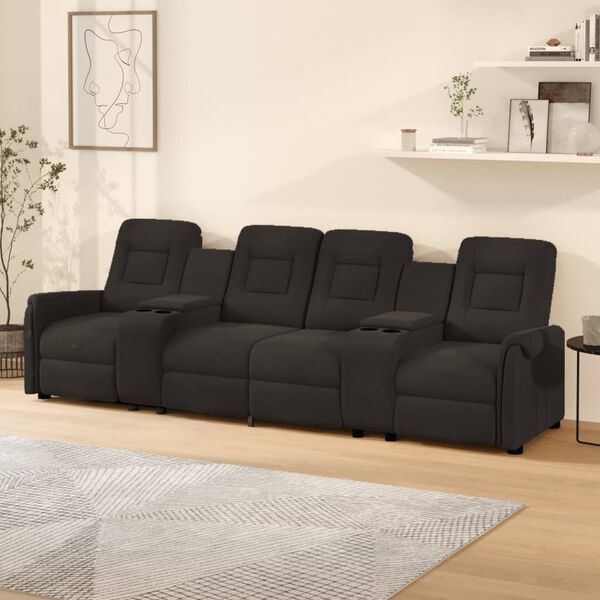 vidaXL Fauteuil de massage inclinable et porte-gobelets 4 places noir
