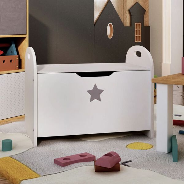 vidaXL Banc de rangement pour enfants Blanc 62x40x46,5 cm MDF