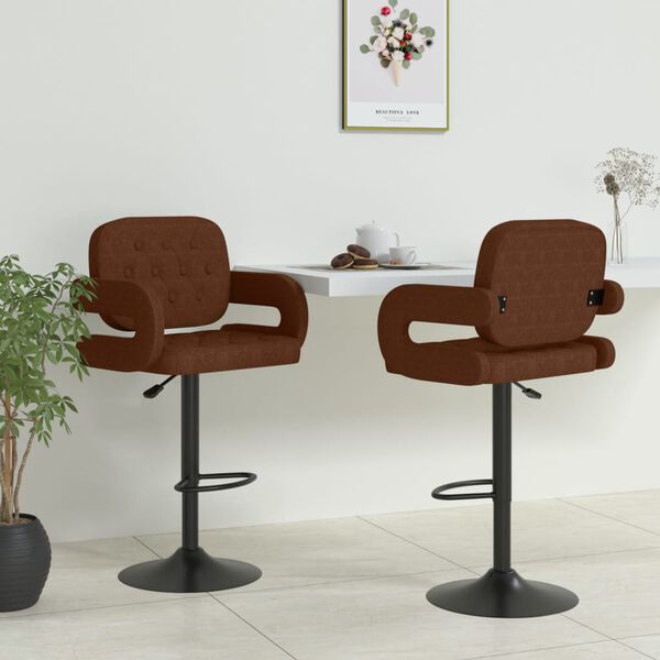 vidaXL Tabourets de bar lot de 2 marron tissu