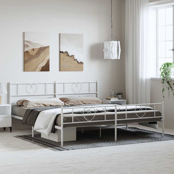 vidaXL Cadre de lit métal sans matelas et pied de lit blanc 183x213 cm