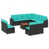 vidaXL Salon de jardin avec coussins 12 pcs noir r&eacute;sine tress&eacute;e