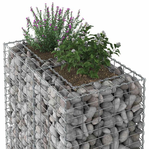 vidaXL Lit sur&eacute;lev&eacute; gabion Argent&eacute; 90 x 50 x 150 cm Acier galvanis&eacute;