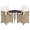 vidaXL Ensemble &agrave; manger de jardin avec coussins 5pcs Beige poly rotin