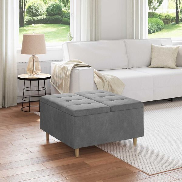 vidaXL Pouf de rangement Gris fonc&eacute; 80 x 80 x 45 cm Velours