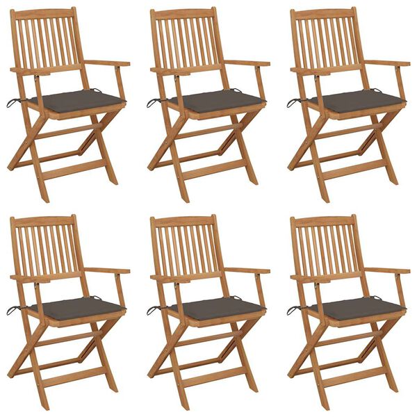 vidaXL Chaises pliables de jardin lot de 6 avec coussins Bois d'acacia