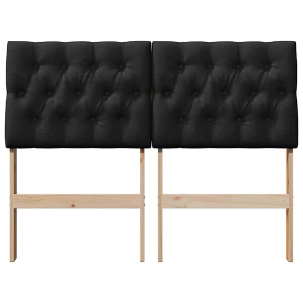 vidaXL T&ecirc;te de lit capitonn&eacute;e Noir 120 cm Pin massif