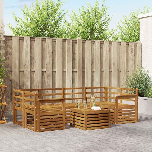 vidaXL Ensembles de canap&eacute;s 7 pcs Naturel Bois d'Acacia Massif