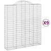vidaXL Paniers &agrave; gabions arqu&eacute;s 9 pcs 200x50x220/240 cm Fer galvanis&eacute;