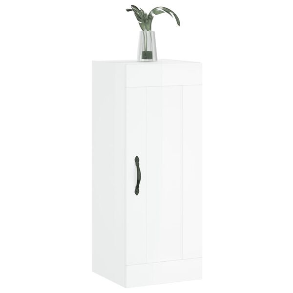 vidaXL Armoire murale blanc brillant 34,5x34x90 cm bois d'ing&eacute;nierie