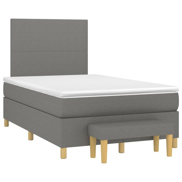 vidaXL Sommier &agrave; lattes de lit avec matelas Gris fonc&eacute; 120x200cm Tissu