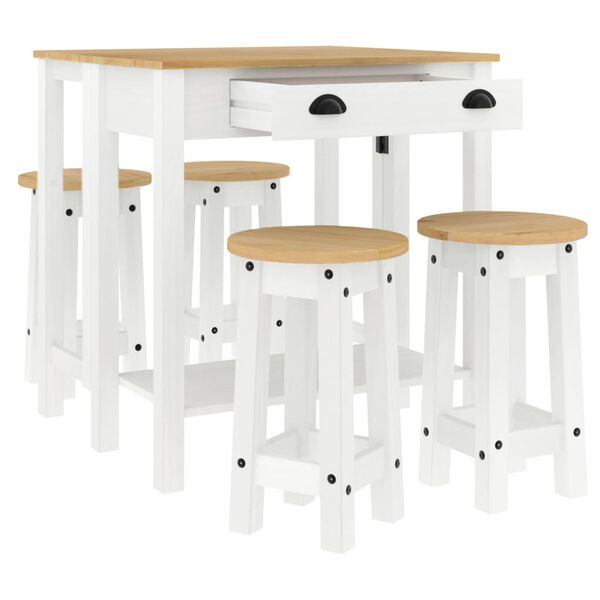 vidaXL Ensemble de bar 5 pcs Blanc Bois de pin massif