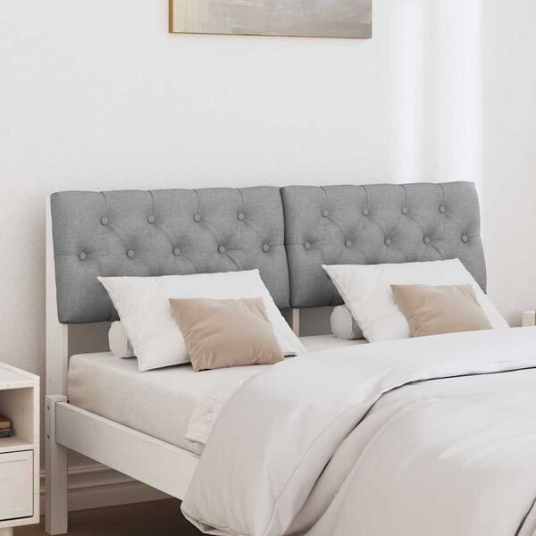 vidaXL T&ecirc;te de lit capitonn&eacute;e Gris clair 120 cm Pin massif